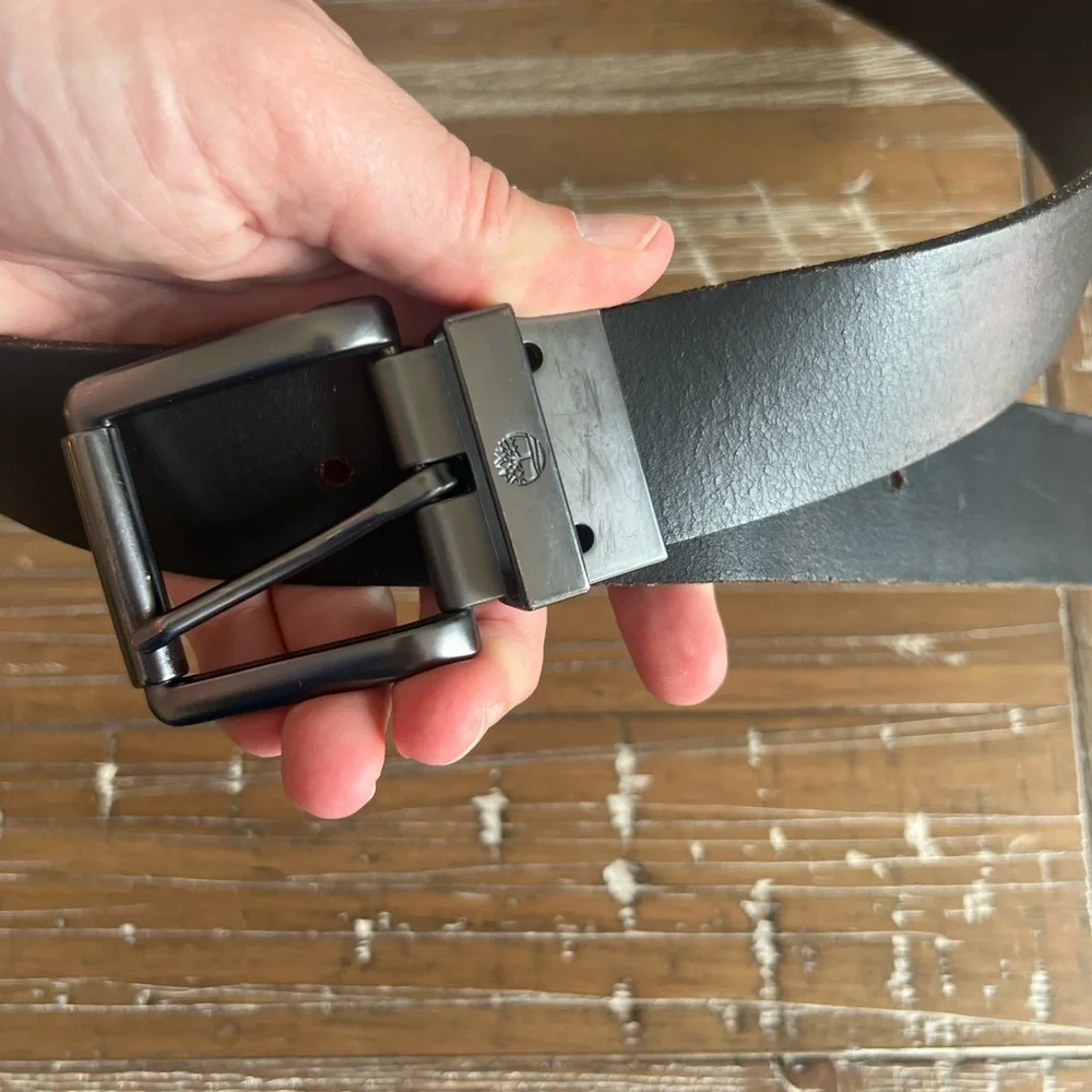 Timberland Reversible Leather Belt Black & Dark Brown Size 40